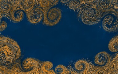 vintage golden swirls frame with Elegant abstract blue background in decorative artistic style, perfect for invitations, greeting cards, posters, presentations, and luxury design layouts.