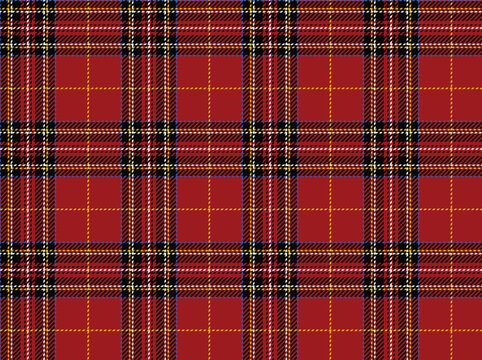 Royal Stewart tartan plaid seamless pattern. Scottish traditional fabric swatch. Christmas  and new year holiday tartan plaid background