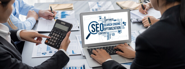 Business intelligence and data analysis concept. Analyst team working on financial data analysis...