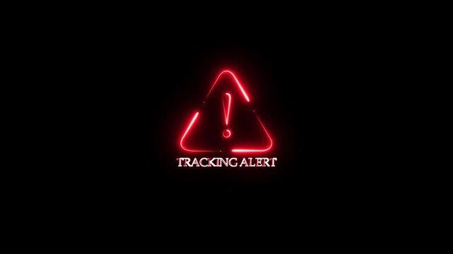 A cybersecurity representation of tracking alert showing digital system vulnerabilities. Tracking alert access private confidential compromised transparent protection icon animation on background.