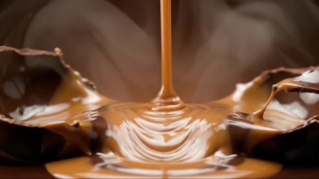 Rich chocolate glaze flowing over decadent dark spheres.