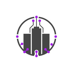 Smart City icon logo flat vector design