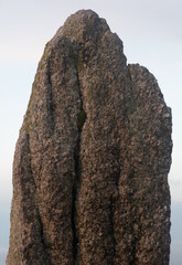 Detail of a single stone in The Trippet Stones Bodmin Moor at sunset 