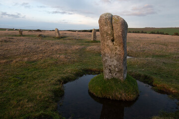 The Trippet Stones Bodmin Moor at sunset 