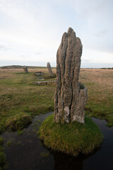 The Trippet Stones Bodmin Moor at sunset 
