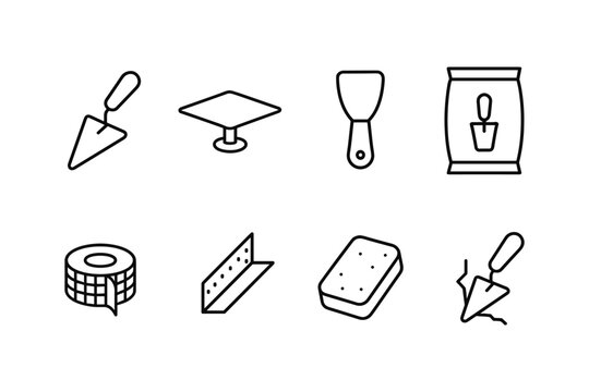 Construction tools set: minimalist icons for building and repair