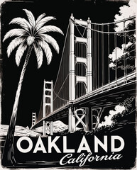 Oakland California Vector Travel T-shirt Design