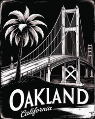 Oakland California Vector Travel T-shirt Design