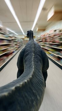 fast moving dinosaur in the store