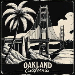 Oakland California Vector Travel T-shirt Design