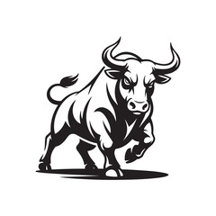 a logo featuring a dynamic bull