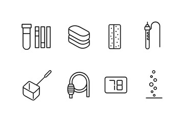 Fototapeta premium Minimalist linear icon set of laboratory equipment and scientific instruments