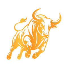 a logo featuring a dynamic orange bull