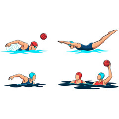 Water polo players in action on the water.