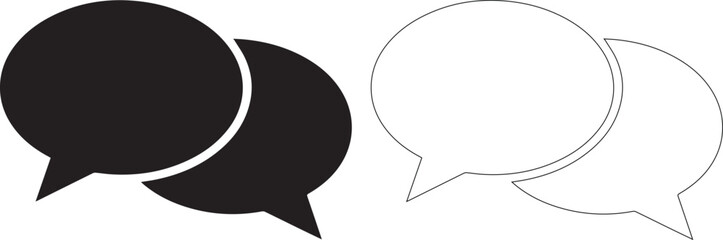 Black and white speech bubbles for chat and dialogue