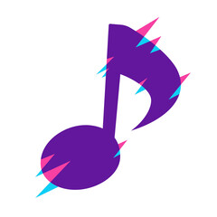 ノイズをイメージしたカラフルな音符のイラスト素材