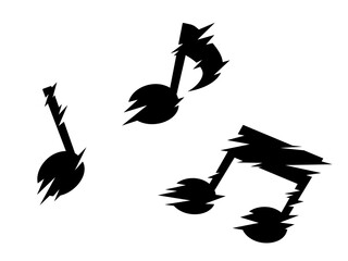 ノイズをイメージした音符のイラスト素材