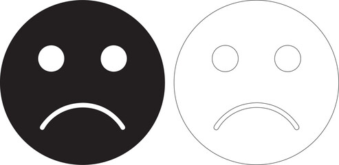 Fototapeta premium Black and white sad face icons on isolated