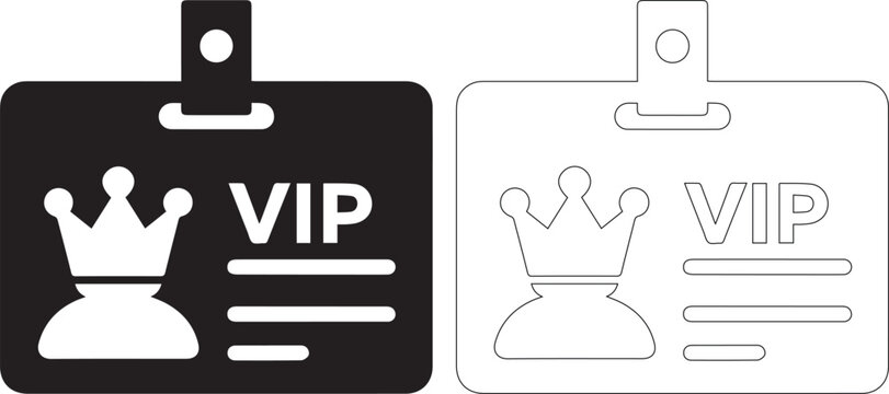 Black and white vip badges with crown and text