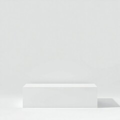 Minimalist white podium or stage with soft shadows for product display