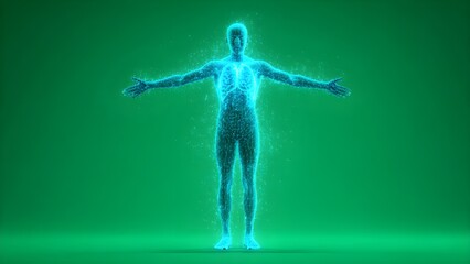 Obraz premium Holographic Full Body Anatomy on Green Screen