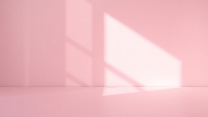Soft pink room with geometric light and shadow play