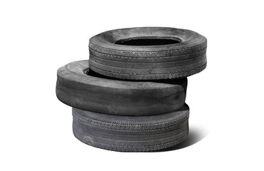 old worn damaged tire isolated on white background