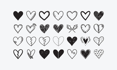 Valentine love heart vector illustration icon set