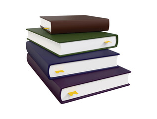 Realistic books 3d render illustration