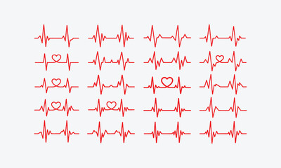 Red heart beat illustration on ECG monitor vector design symbol for love and Valentine decoration