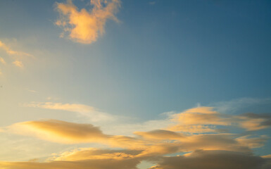 Sunset in the clouds.  Sky background.
