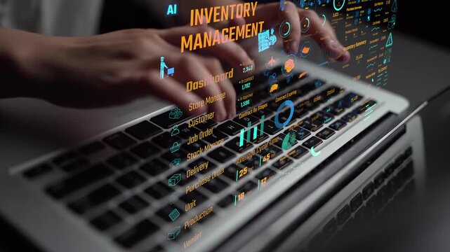 Inventory management dashboard showing supply chain performance, stock levels, order cycle times, cost reduction, and procurement ROI. Inventory tracking, and streamline warehouse efficiency. Thunk