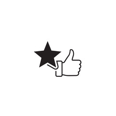 Fototapeta premium Black Star with Thumbs Up Icon on White Background