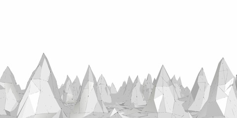 Abstract polygonal landscape with sharp peaks and a minimalist aesthetic © Sourav