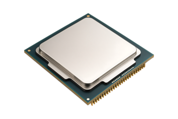 Metallic Central Processing Unit Module Isolated on a Transparent Background