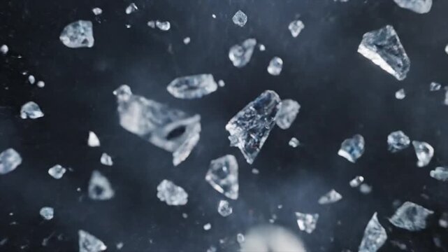 Abstract Crystal Shards Exploding and Floating in Space.