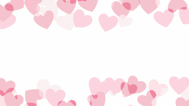 Gentle pink heart border frame illustration on white background for romantic concepts