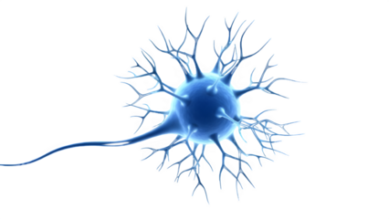 3D Blue Neuron Cell Structure - Brain Nerve, Neurology Concept, Synapse Connection, Mental Health & Biology Science Model