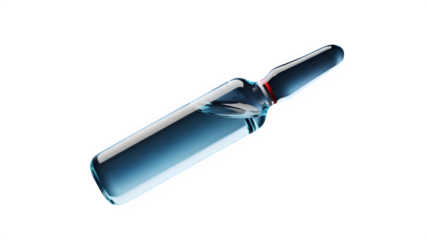 Glass Medical Ampoule with Blue Liquid - Vaccine Dose, Injection Vial, Pharmaceutical Drug, Healthcare & Medicine Concept