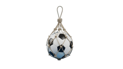 Soccer Ball Hanging in Mesh Net Bag - Sports Equipment, Football Gear, Training Ball, Athletic Accessory & Team Sport