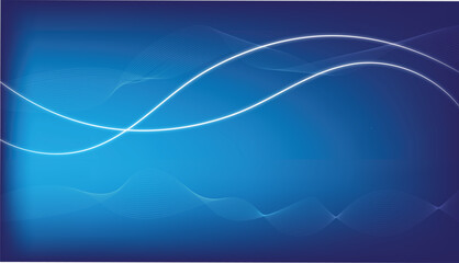 Abstract blue background design with flowing waves and soft light motion lines