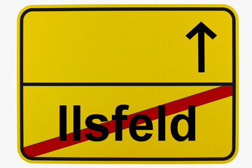 Fototapeta premium Illustration eines Ortsausgangsschildes von Ilsfeld in Baden-Württemberg 