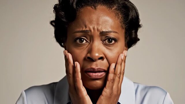 Emotional Woman Expressing Shock and Anxiety in Close-Up Shots for Documentary or Emotional Content