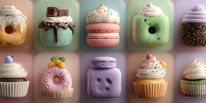Colorful variety of sweet desserts and pastries