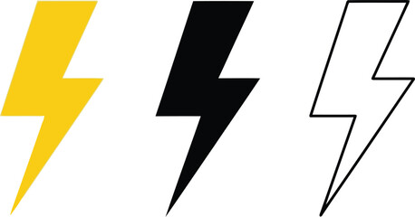 Three lightning bolt symbols in different colors