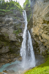 Beautiful Reichenbachfall waterfall located in canton of Bern in Switzerland