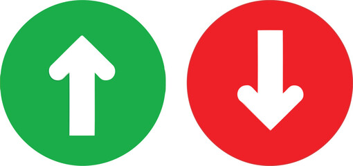 Green up arrow and red down arrow in circle