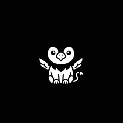 Cute Cartoon Gryphon Creature with Wings and Tail.