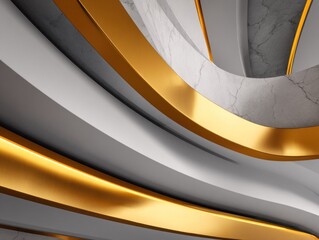 Abstract architectural design with gold and white elements in modern style
