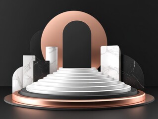 Abstract architectural stage with geometric shapes and a minimalist design